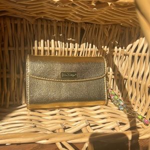 NWT Lilly Pulitzer gold wristlet